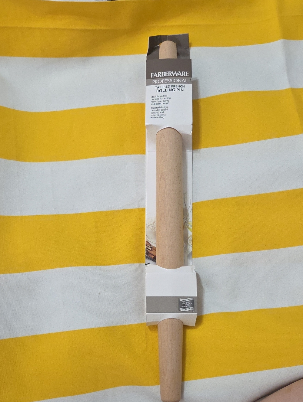 Farberware Professional Natural Wood Rolling Pin with Brown Packaging